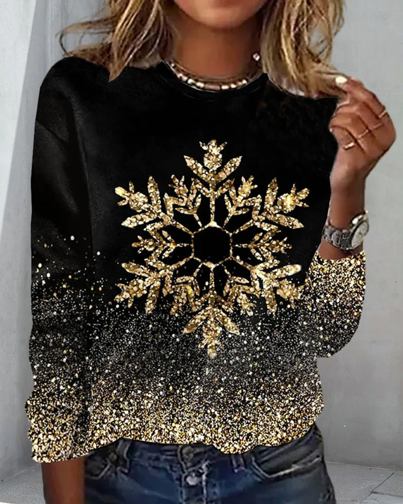 Elegant Blommig t-shirt med rund hals