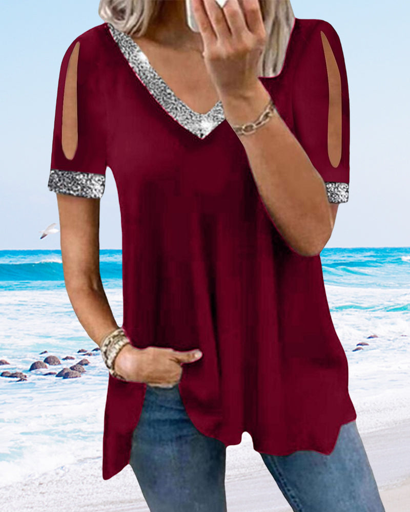 Solid t-shirt med paljetter