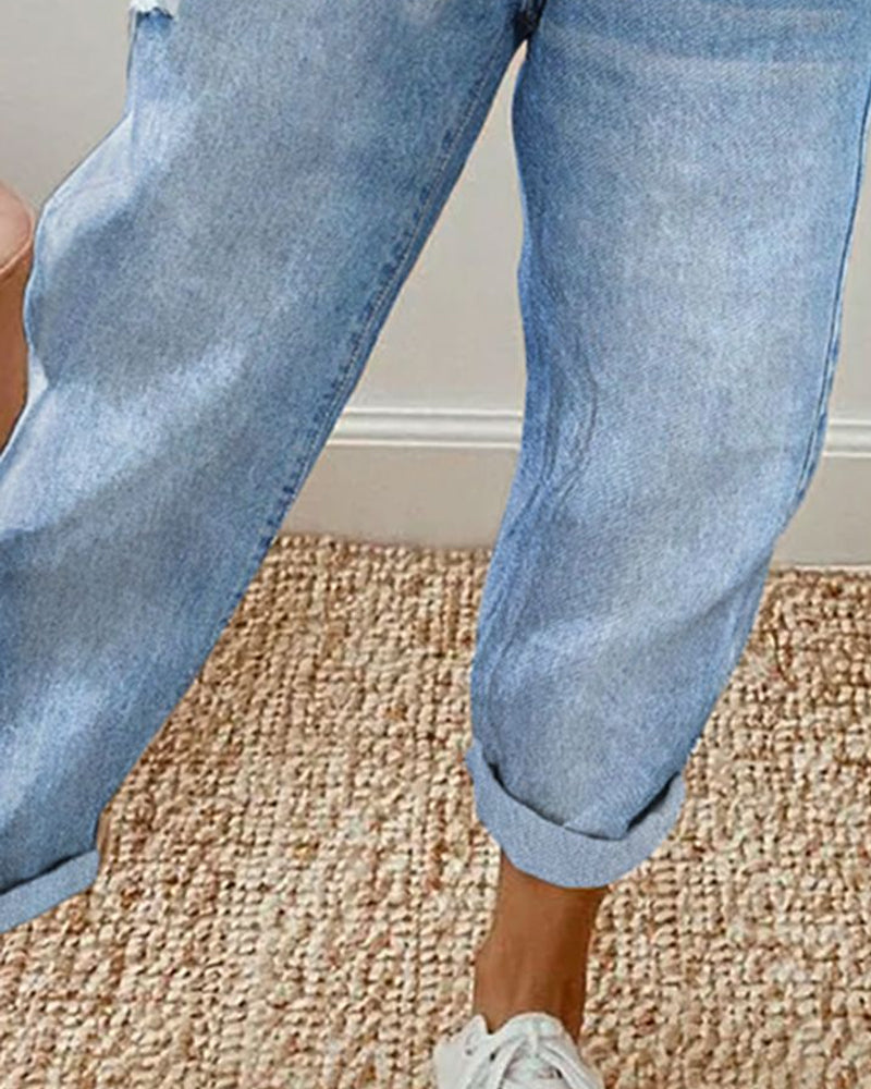 Avslappnad jeans med fickor