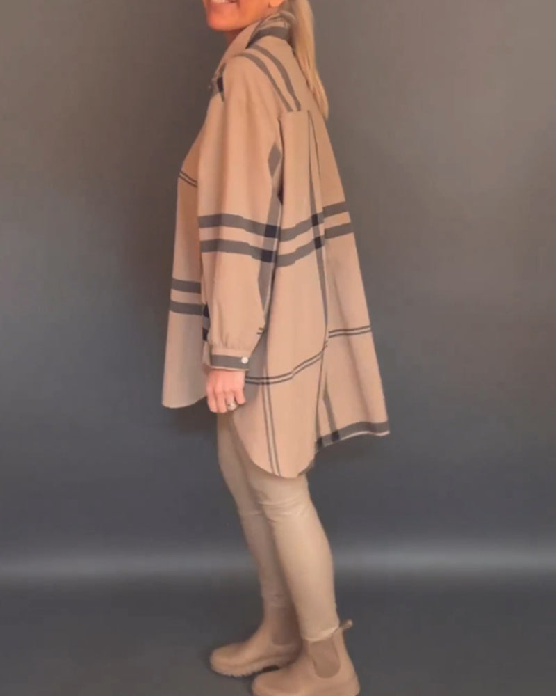 Avslappnad rutig lapelskjorta