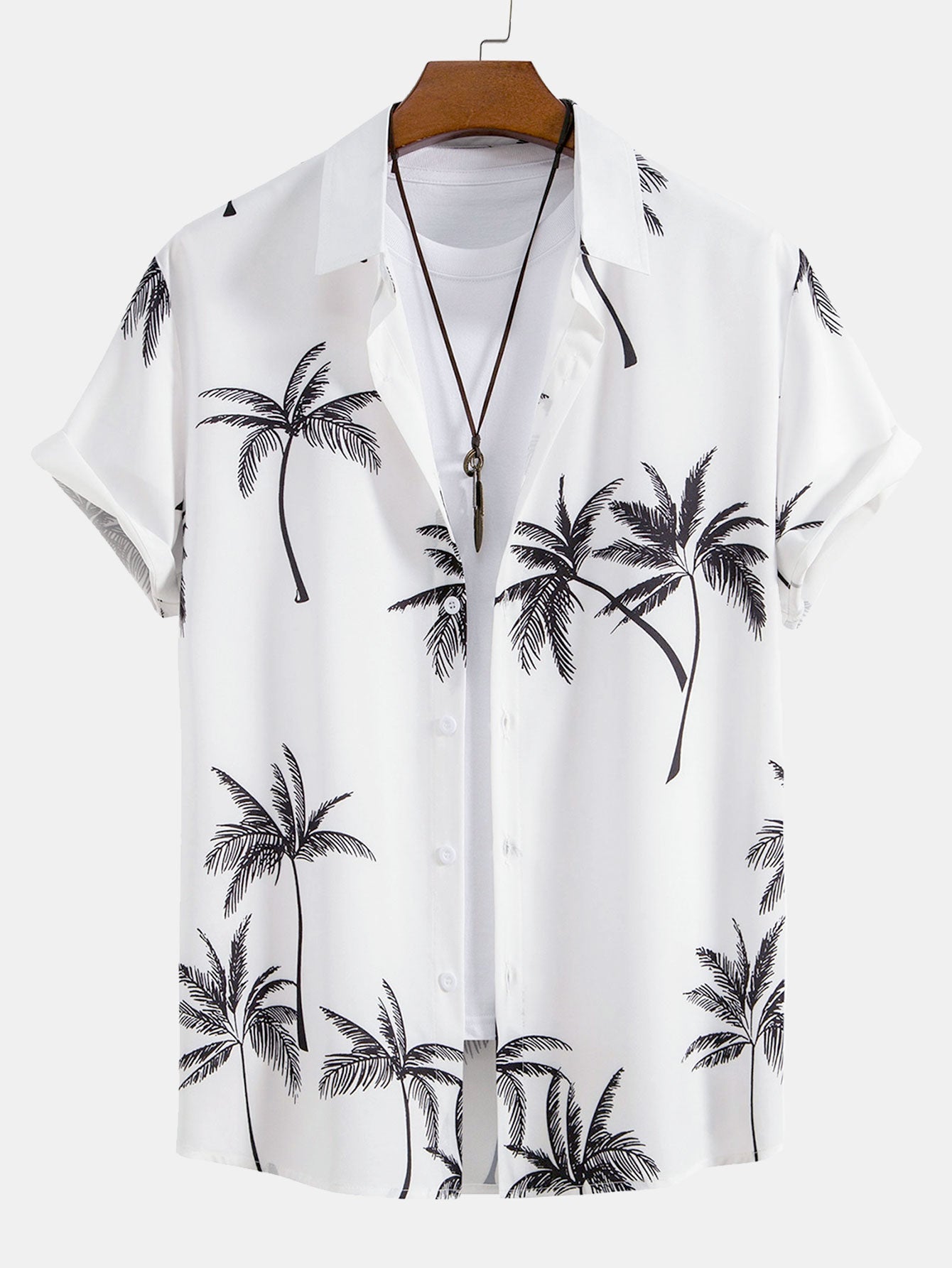 Palm Tree Print Button Up Skjorta & badshorts