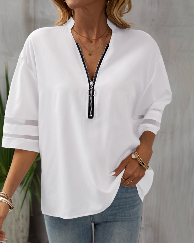 Enfärgad v-ringad blus