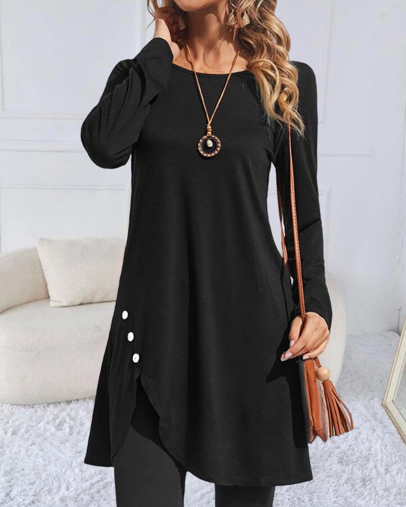 Oregelbunden enfärgad långärmad topp