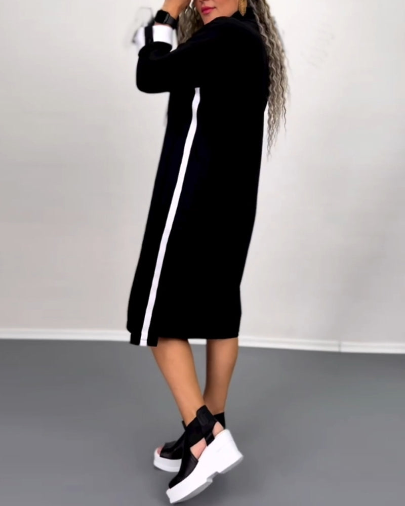 Patchwork långärmad klänning