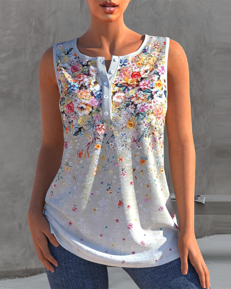Casual tank topp i blommönster