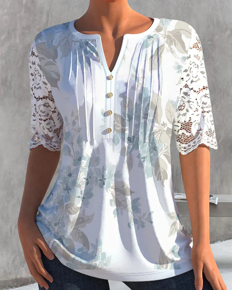 Kortärmad T-shirt med blommönster