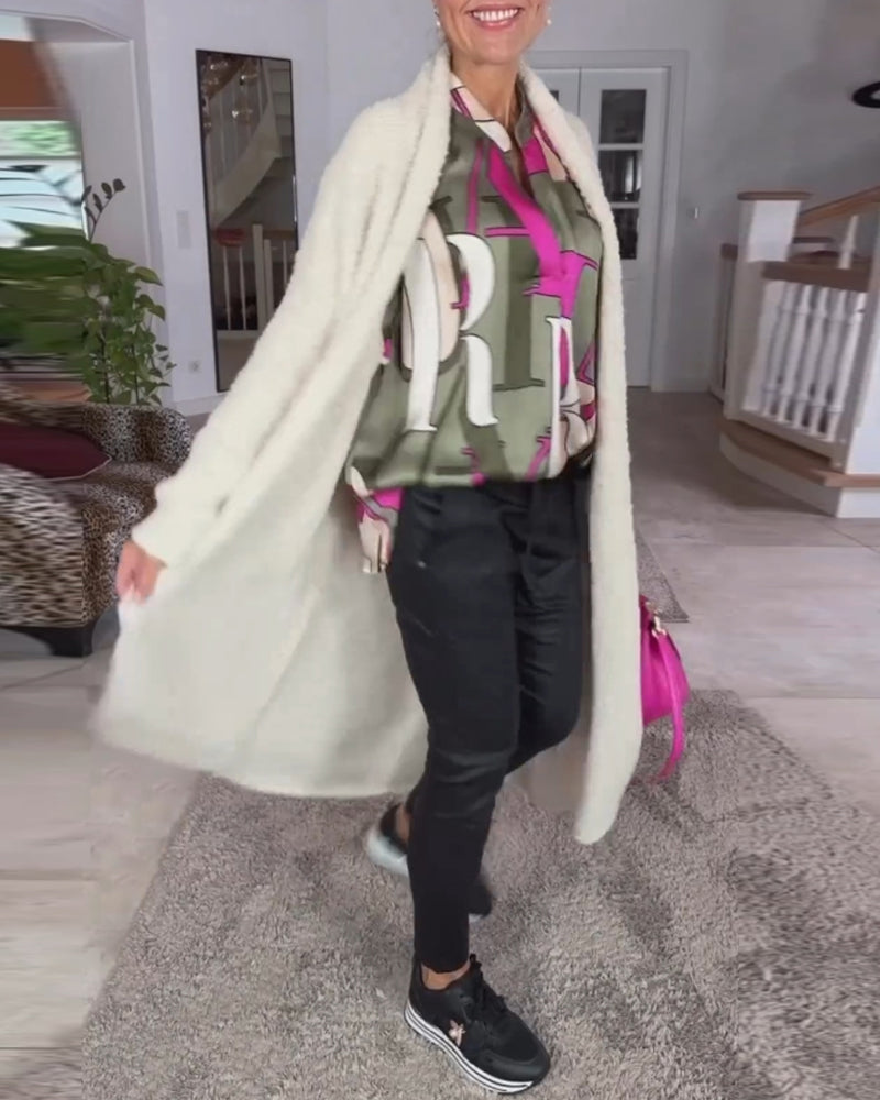 Skjorta med engelskt bokstavstryck och långa ärmar