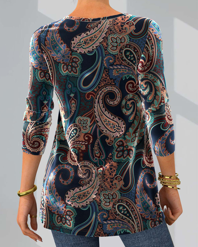 Blus med paisleytryck