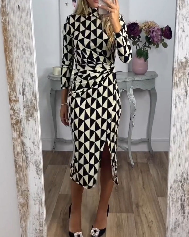 Bodycon Klänning med geometriskt tryck