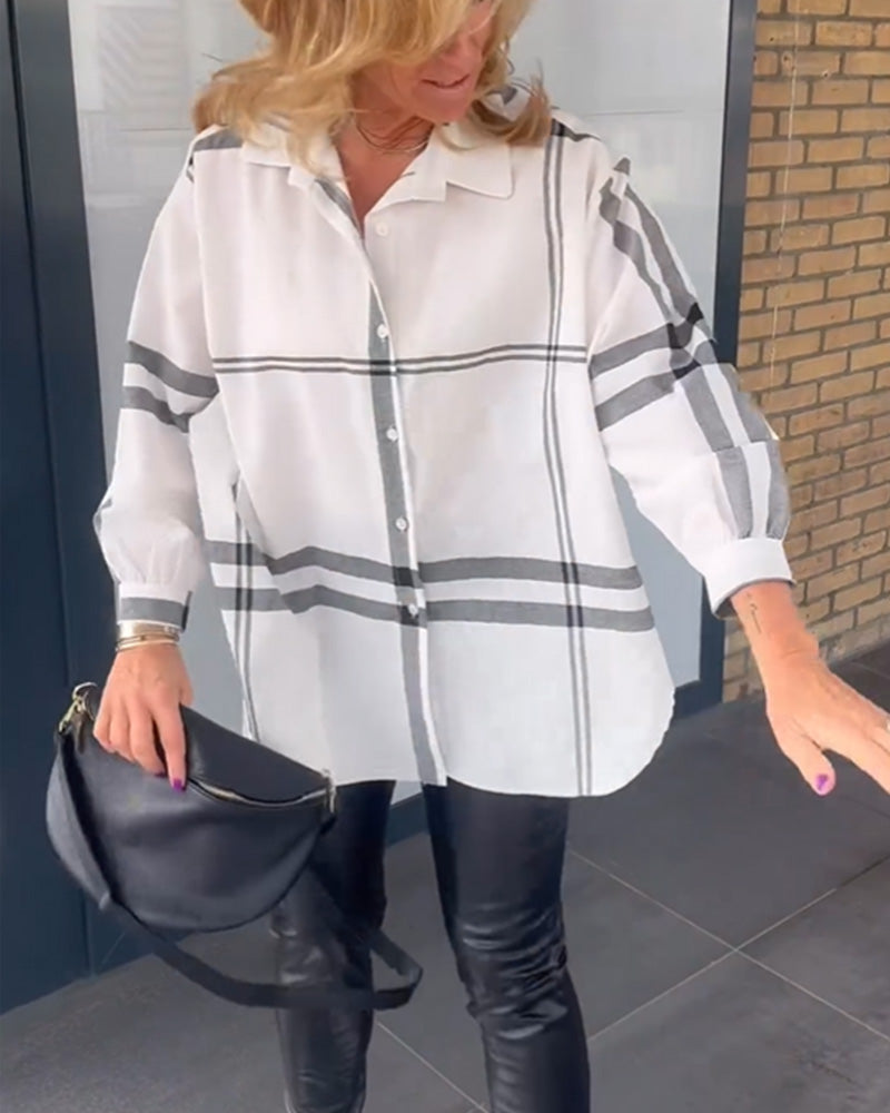 Avslappnad lapel rutig skjorta