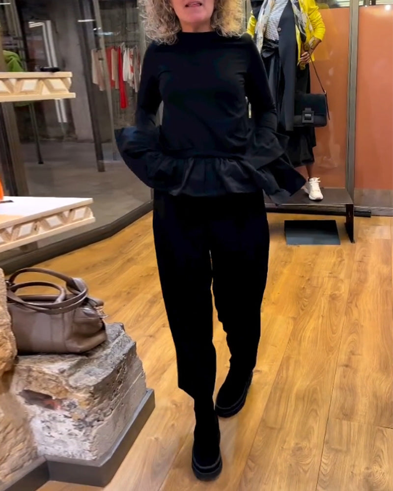 Patchwork volang enfärgad topp