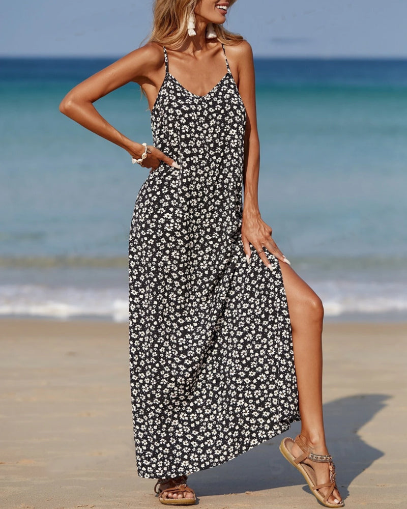 Klänning med delad spagettirem