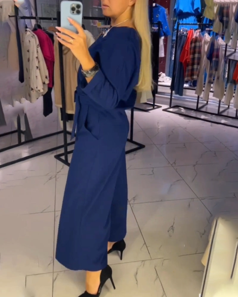 Enfärgad Jumpsuit med fickor