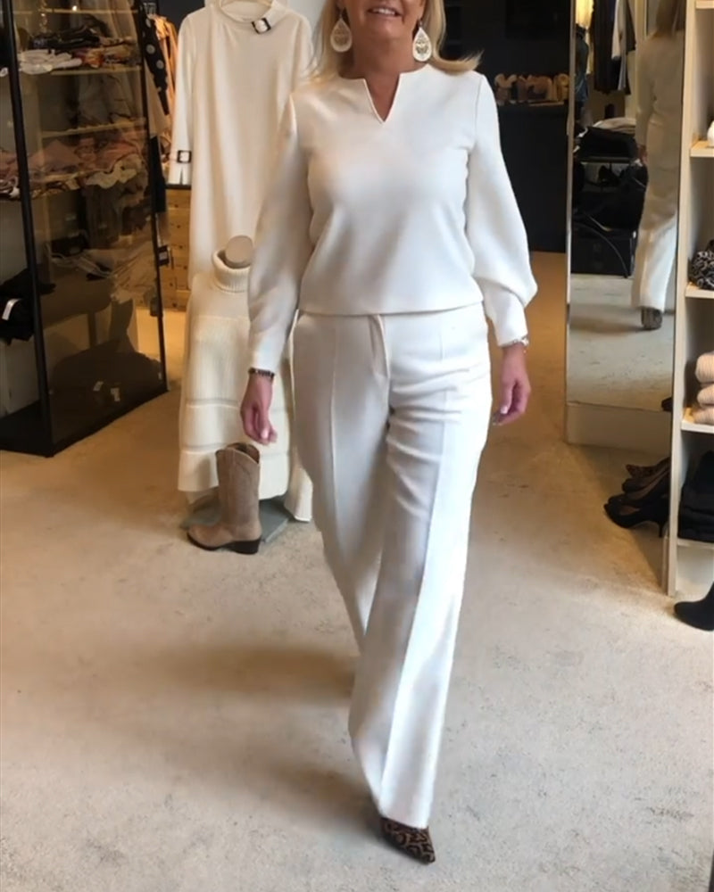 V-ringad enfärgad elegant topp