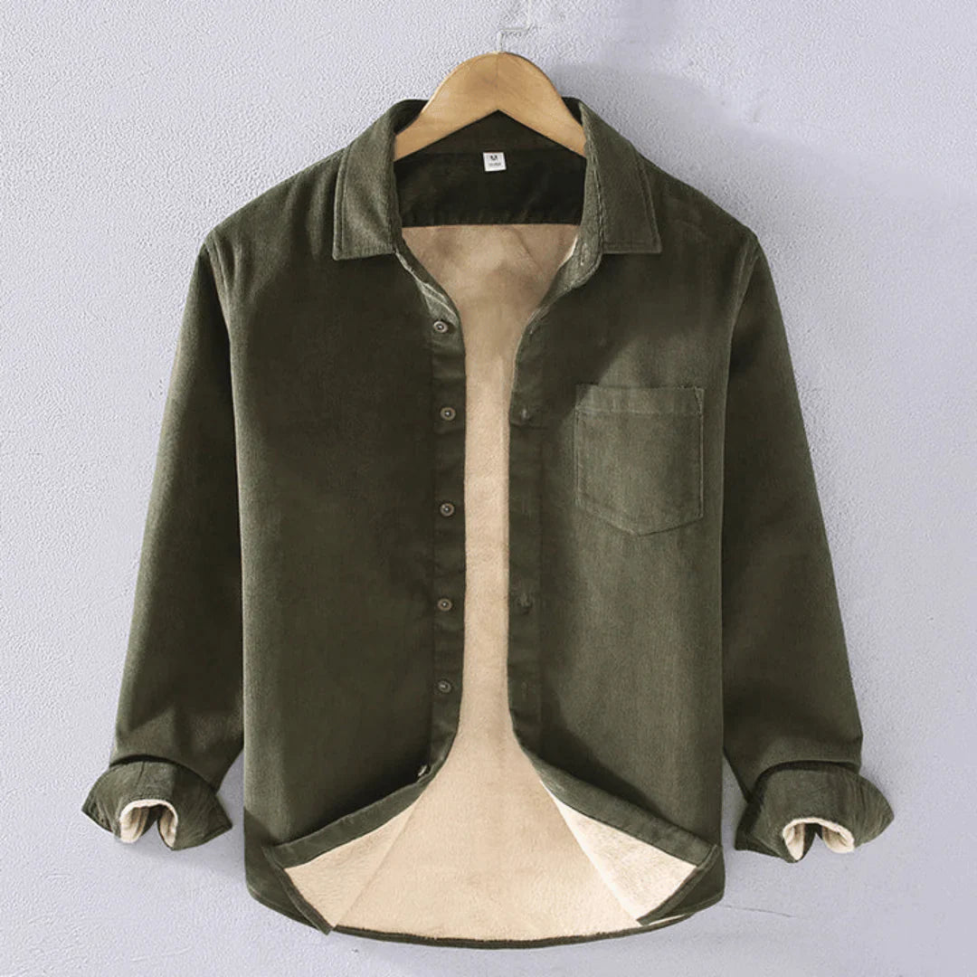 Fleece Varm Corduroy Jacka Rock för män