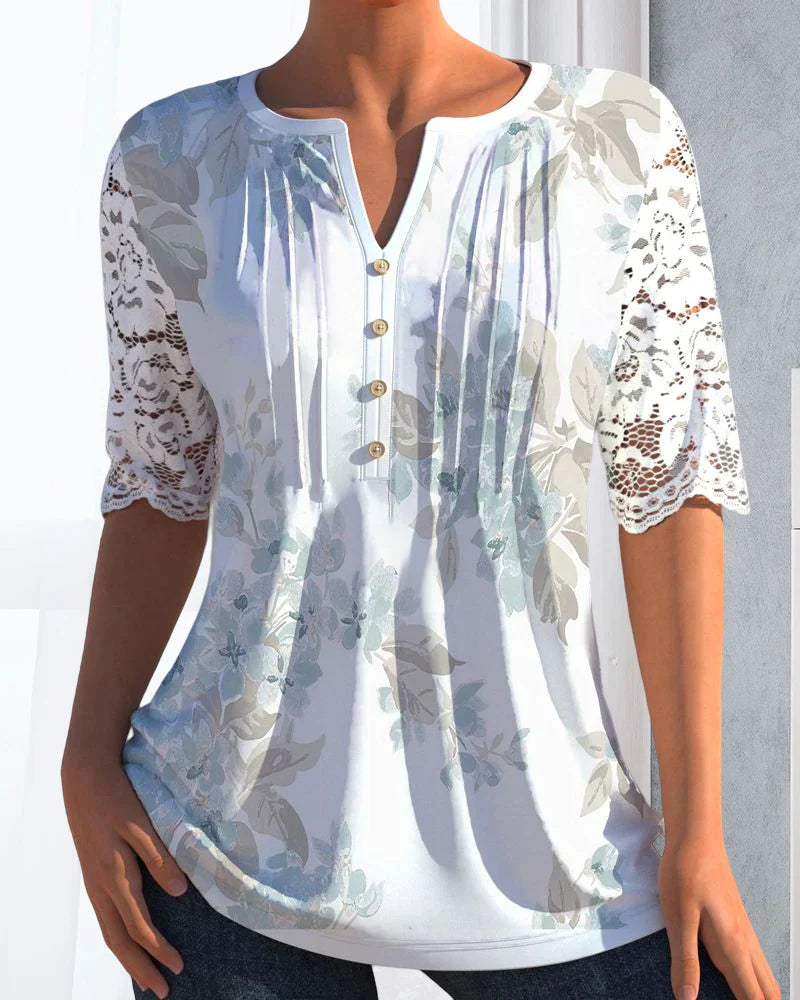 Kortärmad T-shirt med blommönster