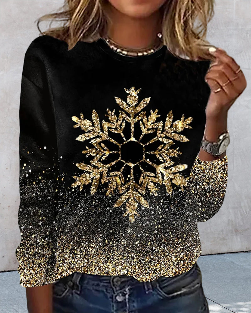 Elegant Blommig t-shirt med rund hals