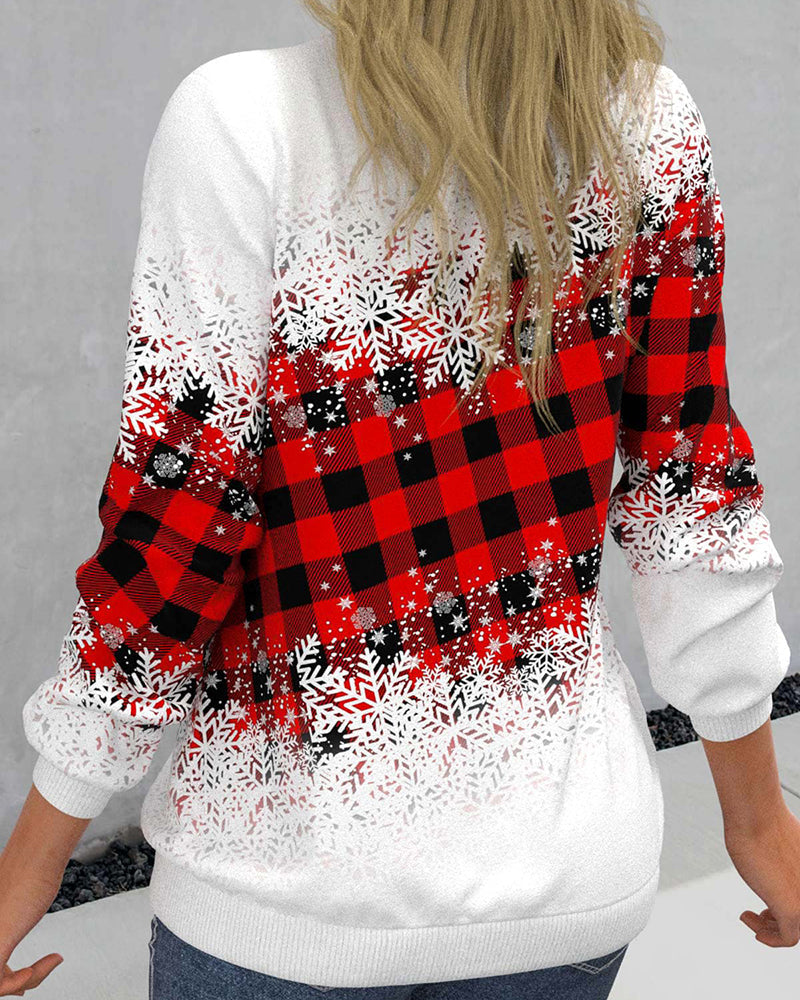 Snöflinga tröja med rutigt tryck