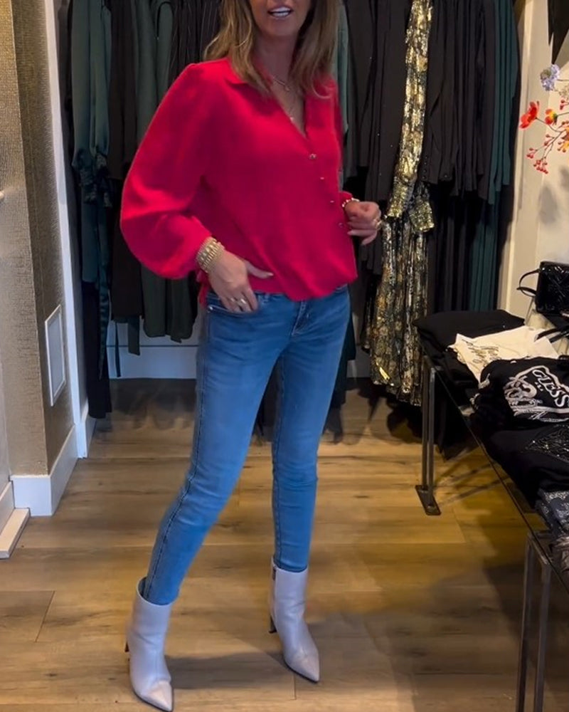 Elegant blus med lanternärmar