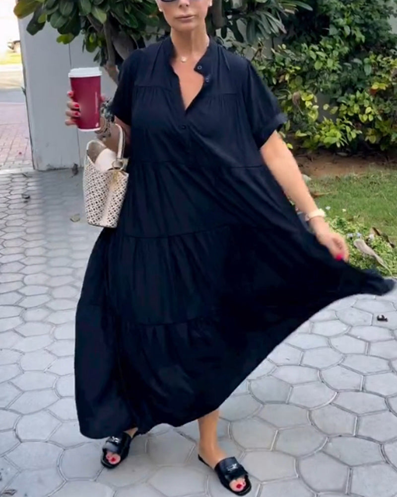 Elegant V -halsad kortärmklänning