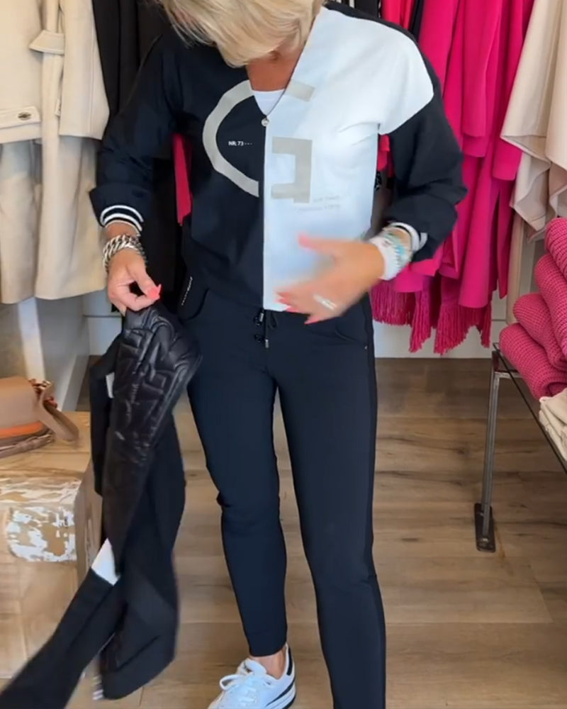 Topp med V-ringad och färgblock