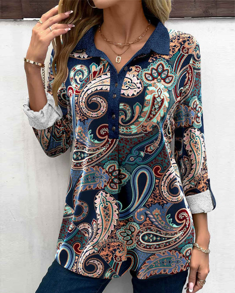 Lapelblus med paisleytryck