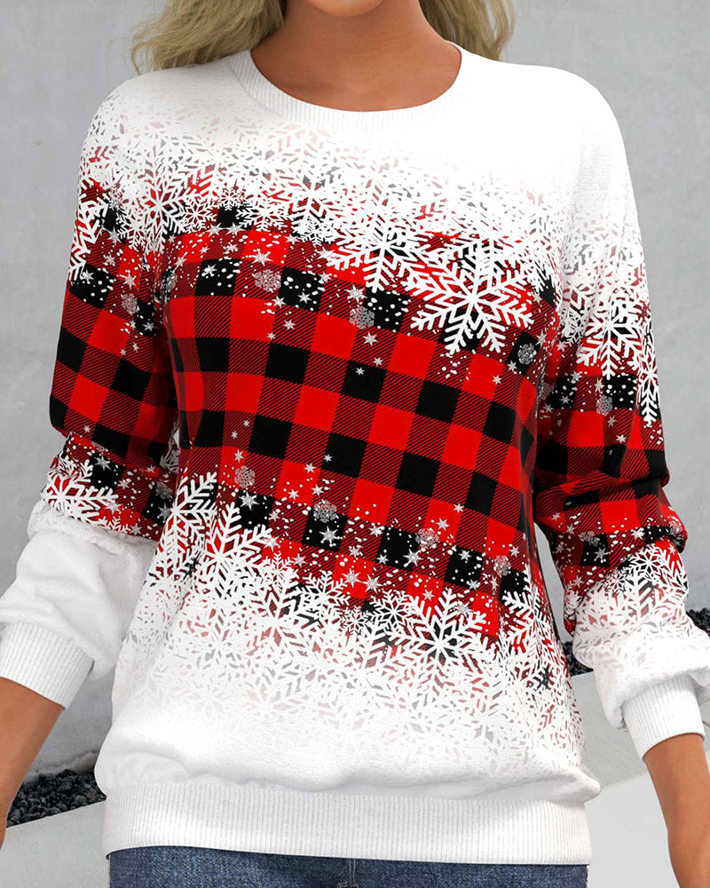 Snöflinga tröja med rutigt tryck