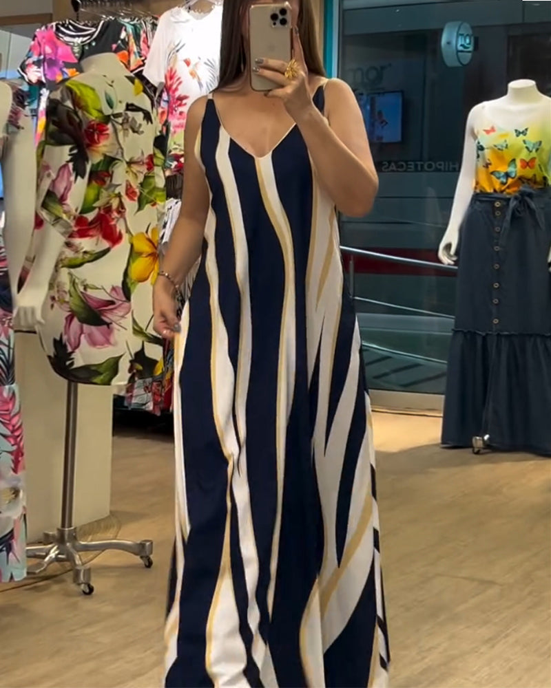 Camisole klänning med fickor och ränder