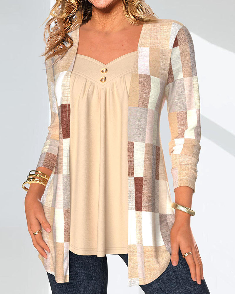 Falsk 2 i 1 topp med  geometrisk tryck