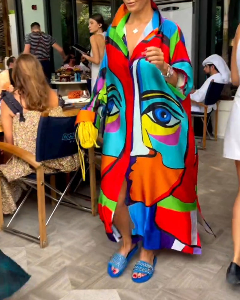 Färgglad figur lös klänning