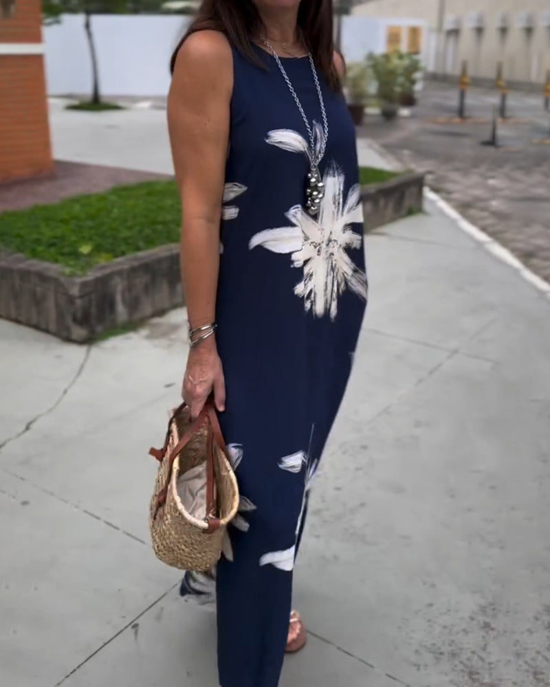 Klänning med fickor och ärmlös