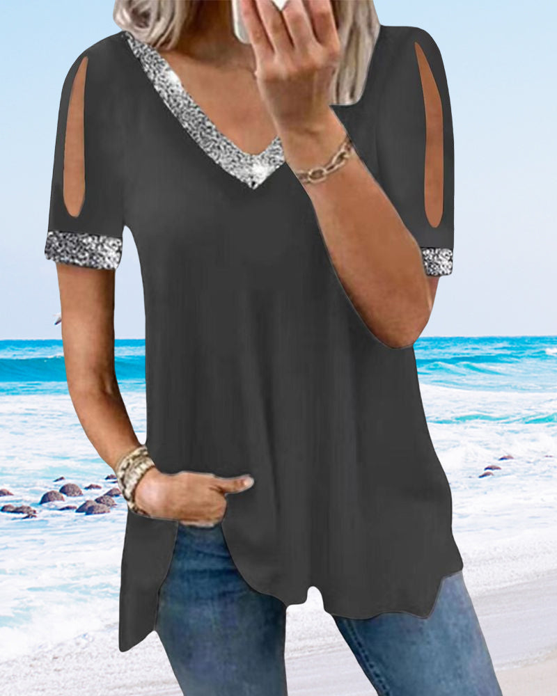 Solid t-shirt med paljetter