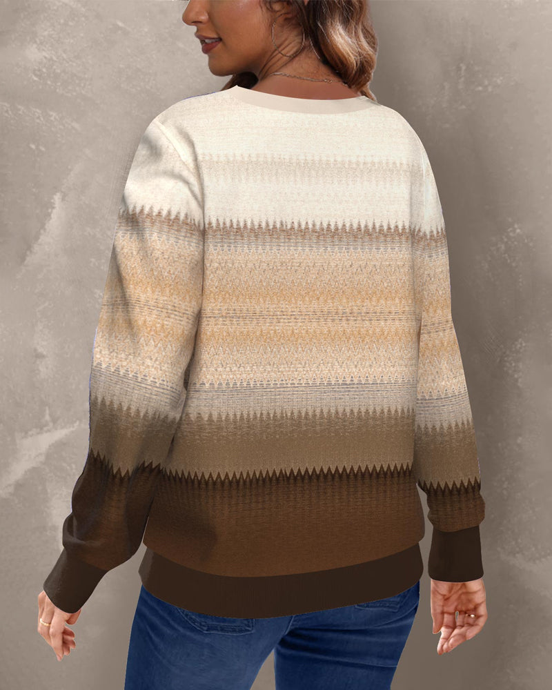 Avslappnad kontrast tröja med rund hals