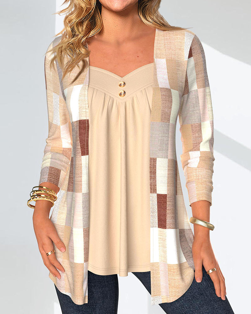 Falsk 2 i 1 topp med  geometrisk tryck