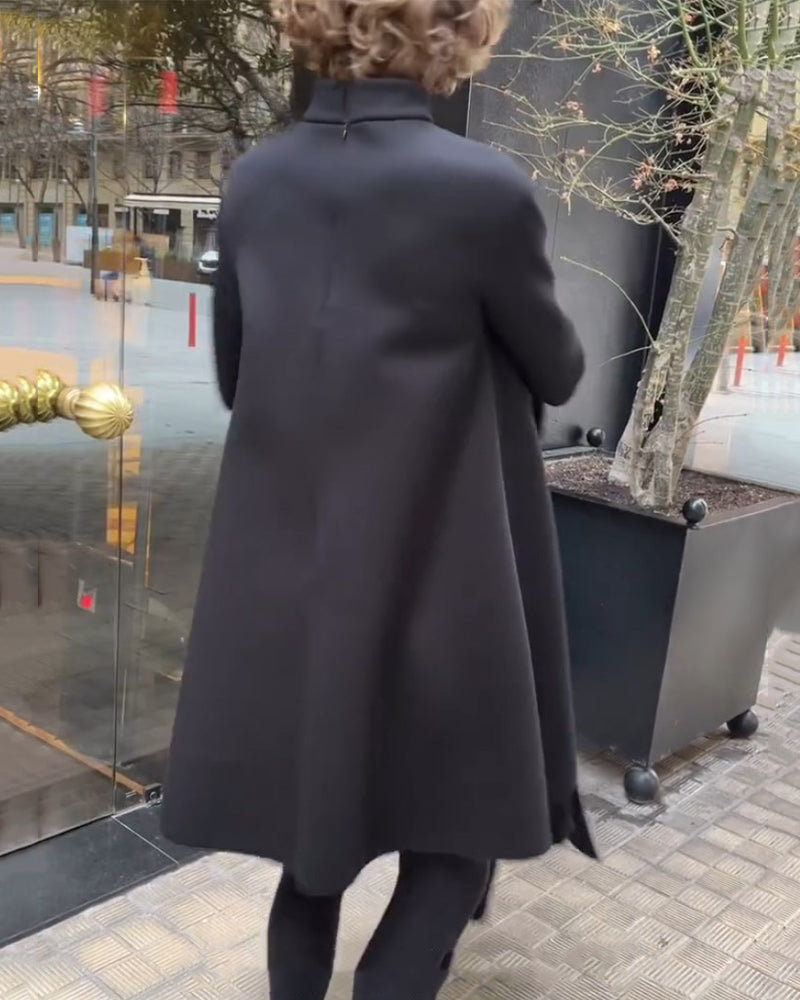 Enfärgad halv turtleneck klänning