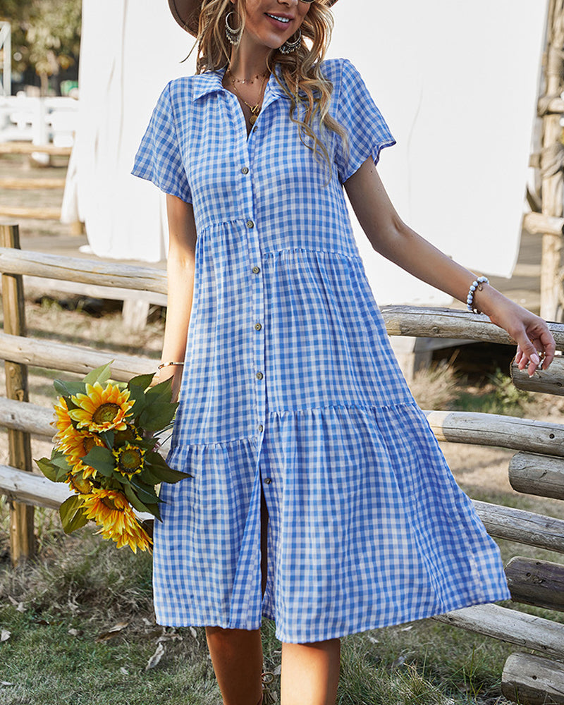 Fritidsskjortklänning i rutigt tryck