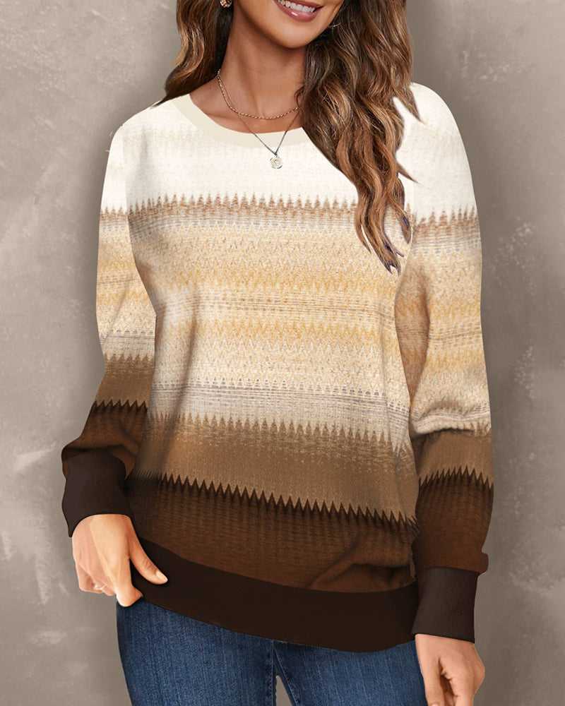 Avslappnad kontrast tröja med rund hals