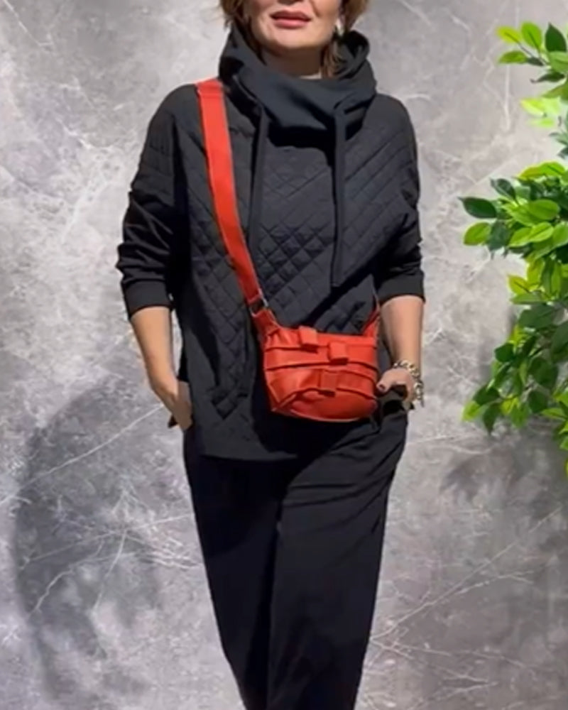 Rutiga huvtröjor med hög hals och långa ärmar