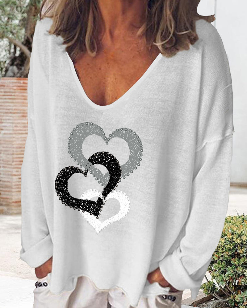 Långärmad Topp med Hjärttryck