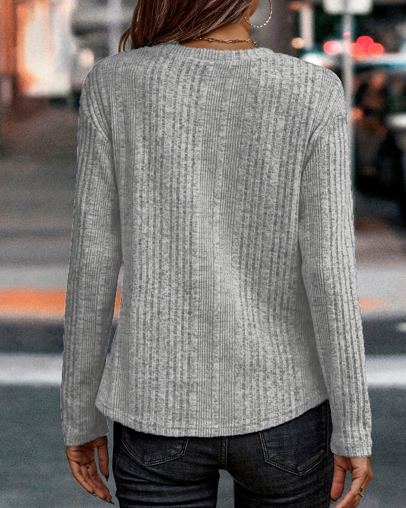 Enfärgad Topp med rund hals