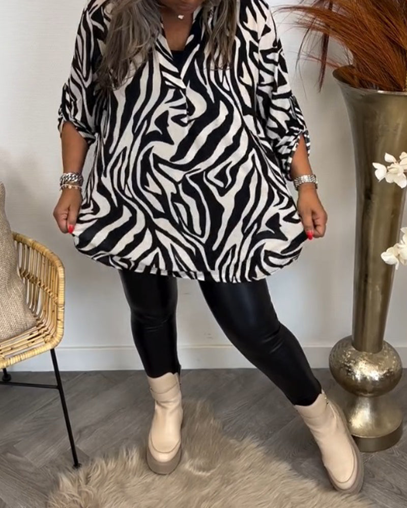 Löst Elegant Topp med Leopard tryck