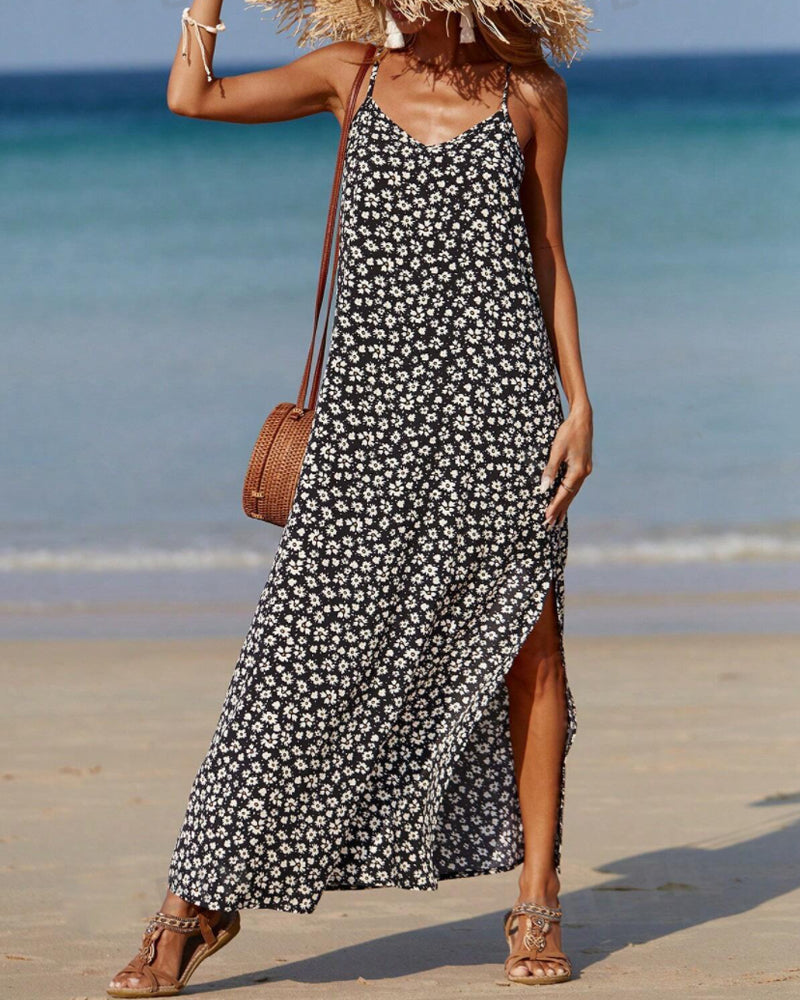 Klänning med delad spagettirem