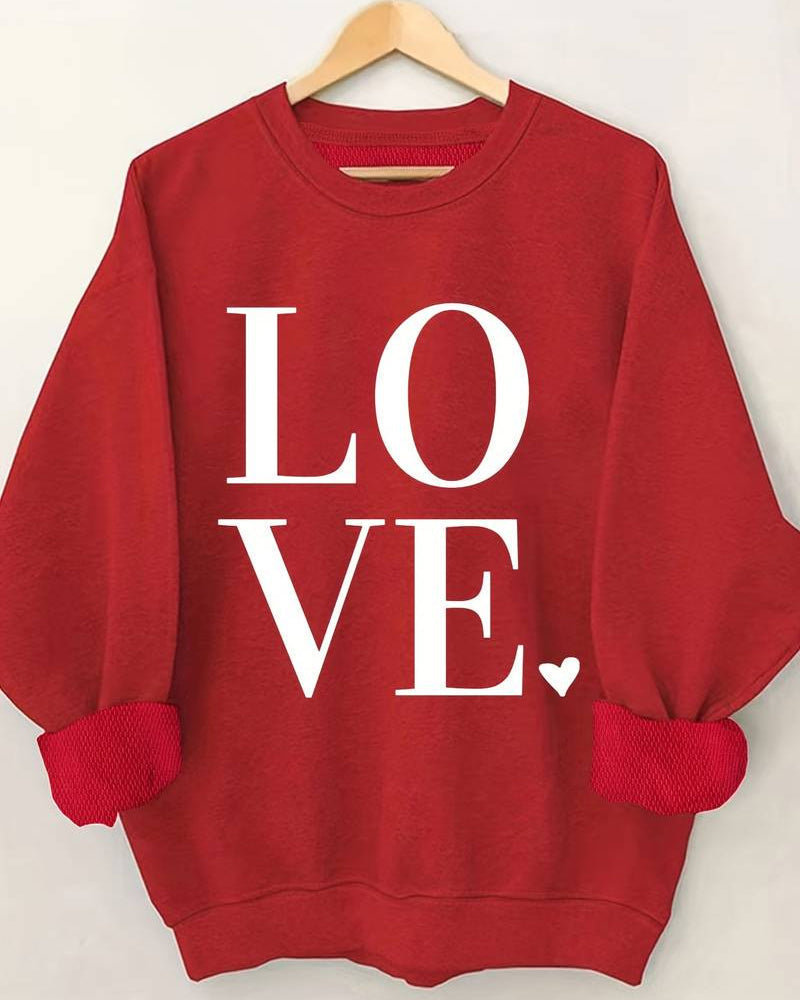 Sweatshirt med bokstavs- och kärlekstryck