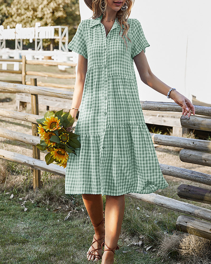 Fritidsskjortklänning i rutigt tryck