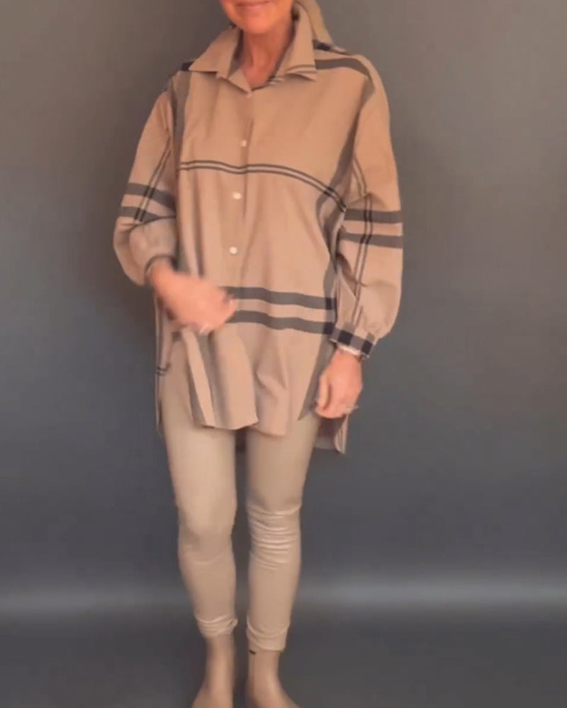 Avslappnad rutig lapelskjorta