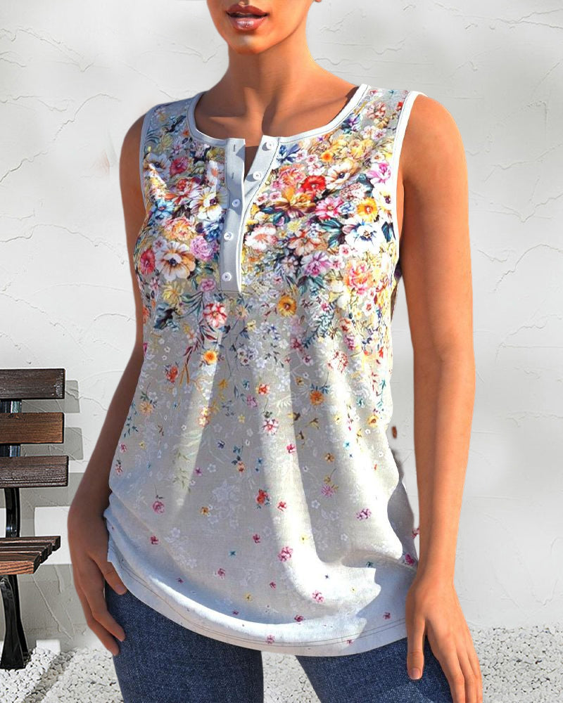 Casual tank topp i blommönster