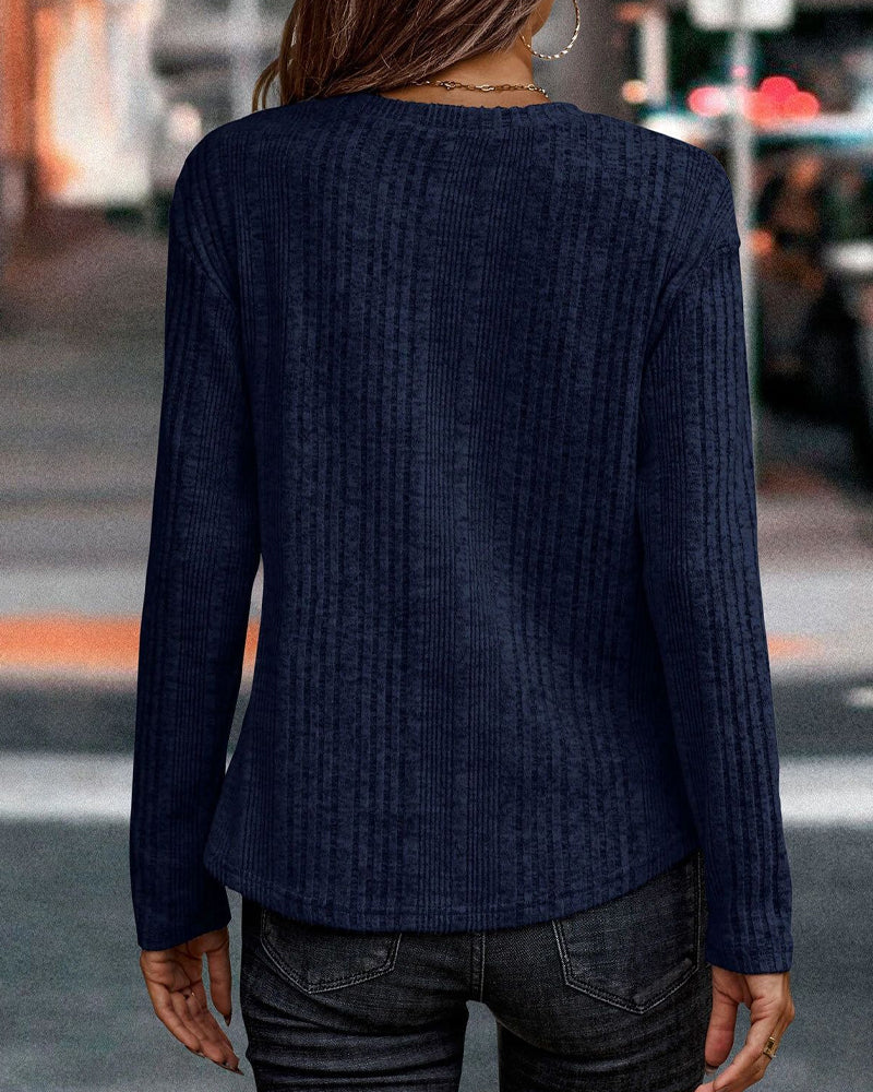 Enfärgad Topp med rund hals