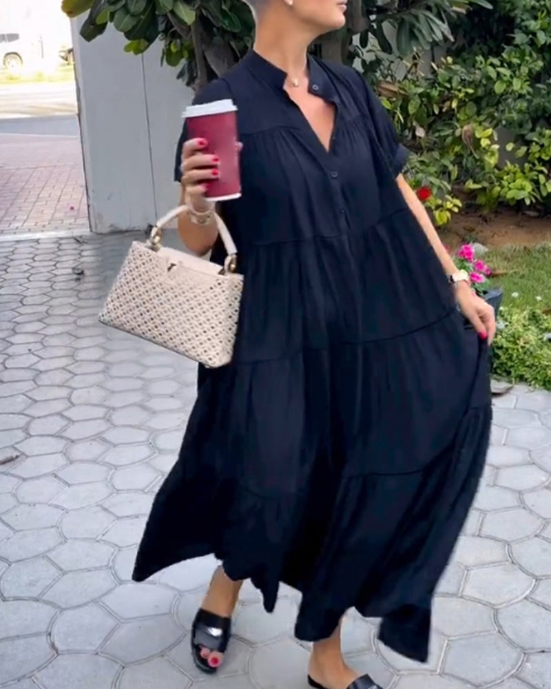 Elegant V -halsad kortärmklänning