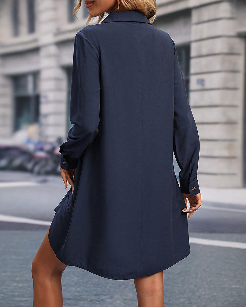 Enfärgad elegant skjortklänning