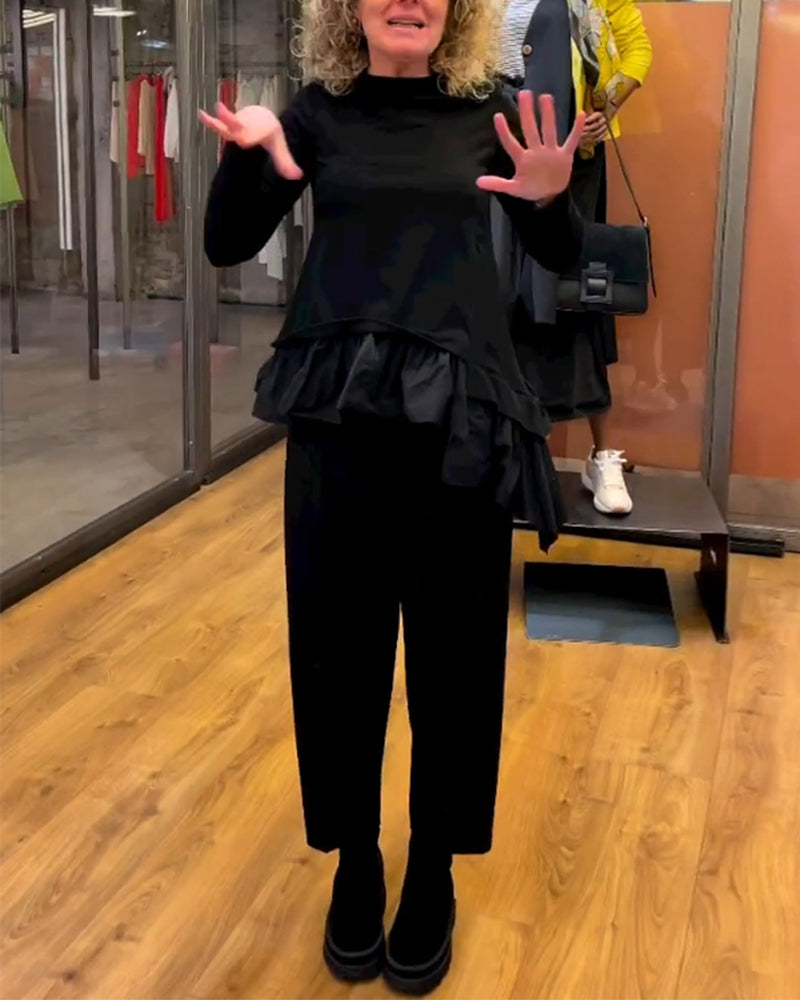 Patchwork volang enfärgad topp